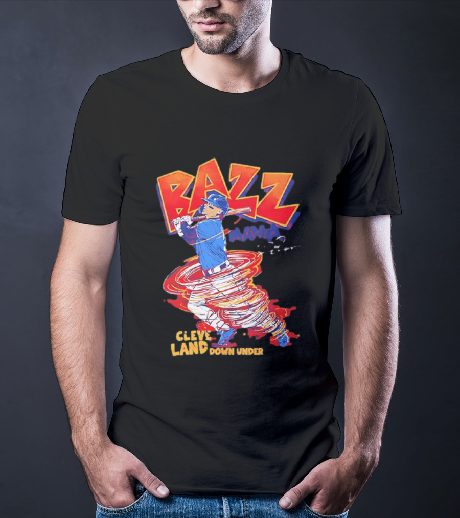 Bazz Mania Cleveland Down Under Travis Bazzana Batting Baseball T-Shirt