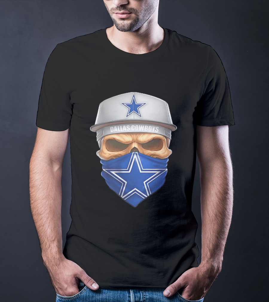 Dallas Cowboys Skull Bandana Cap Men Star T-Shirt