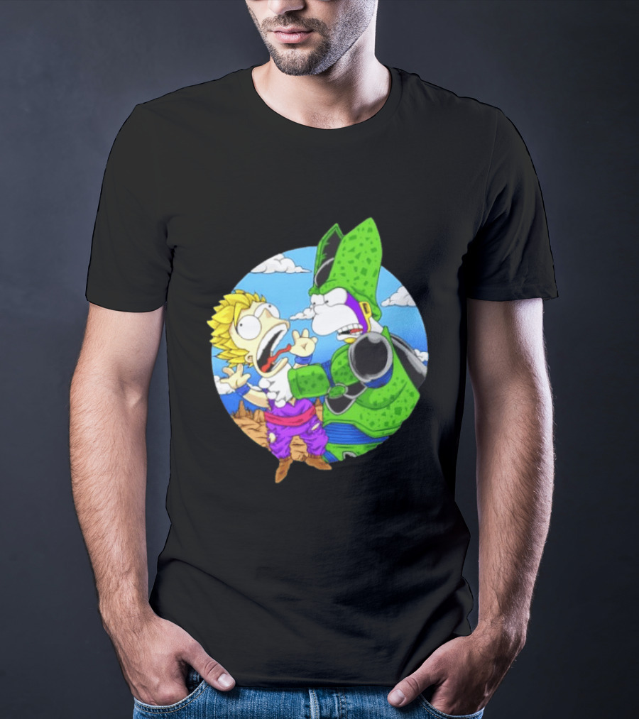 Gohan Cell Dragon Ball Z Bart Homer Simpson Mashup Clash T-Shirt