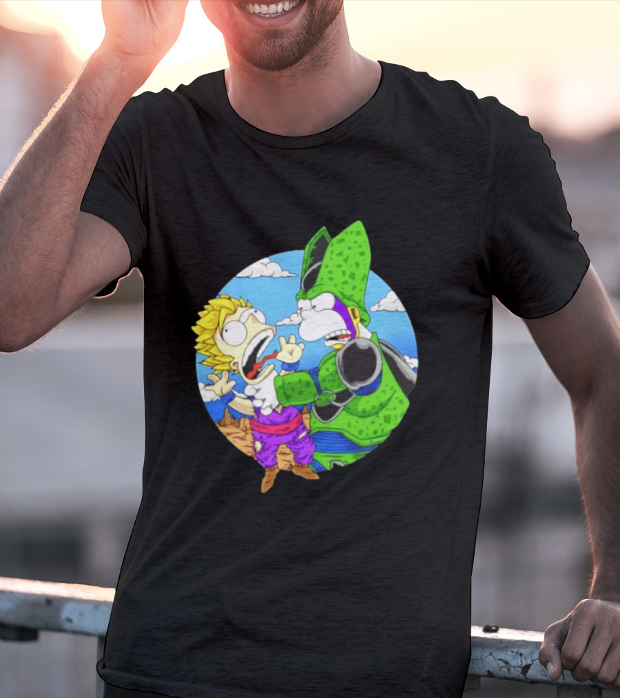 Gohan Cell Dragon Ball Z Bart Homer Simpson Mashup Clash T-Shirt