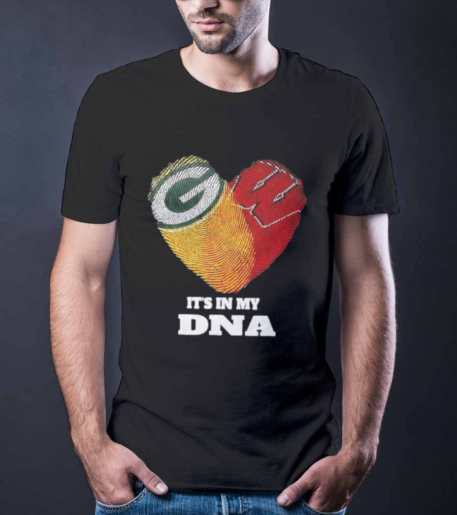 Green Bay Packers It's In My DNA Heart Fingerprint T-Shirt