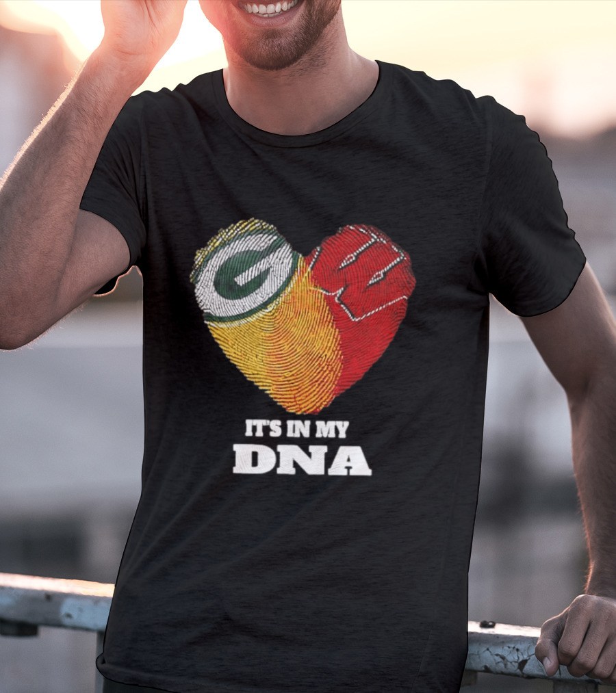 Green Bay Packers It's In My DNA Heart Fingerprint T-Shirt
