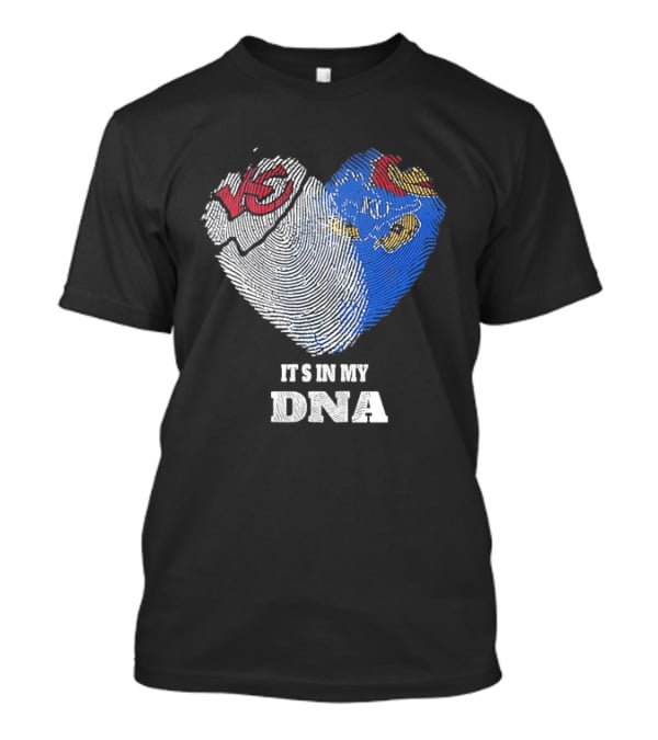 Kansas City Chiefs KU Jayhawks It's In My DNA Heart Fingerprint T-Shirt