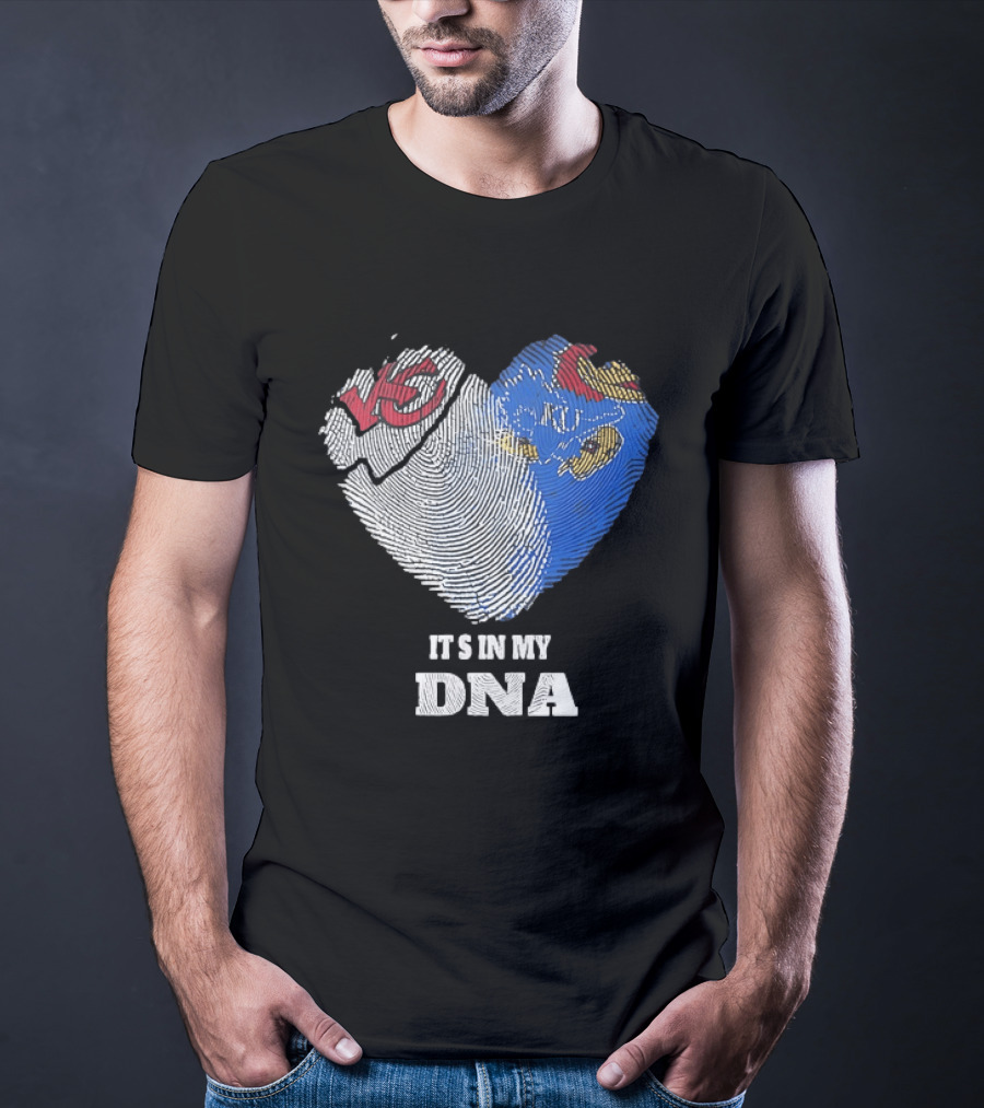 Kansas City Chiefs KU Jayhawks It's In My DNA Heart Fingerprint T-Shirt