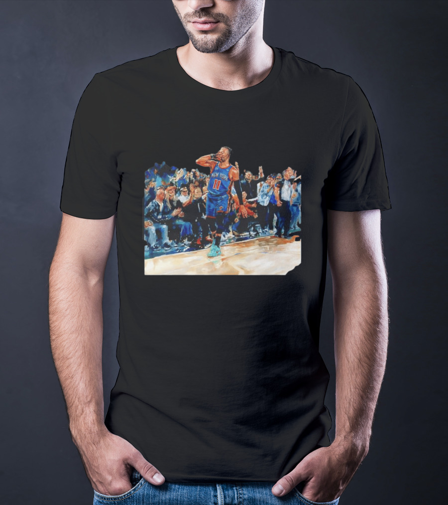Jalen Brunson New York Knicks NBA Oil Painting Player In Action T-Shirt