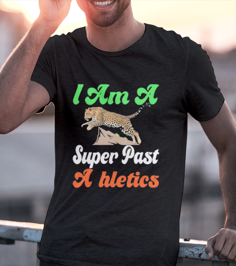 I Am A Super Past Athletics Leopard Running T-Shirt