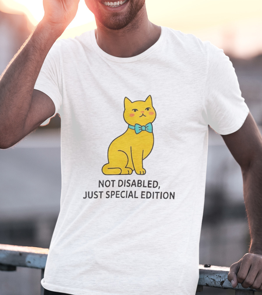 Not Disabled Just Special Edition Cat With Bow Tie T-Shirt
