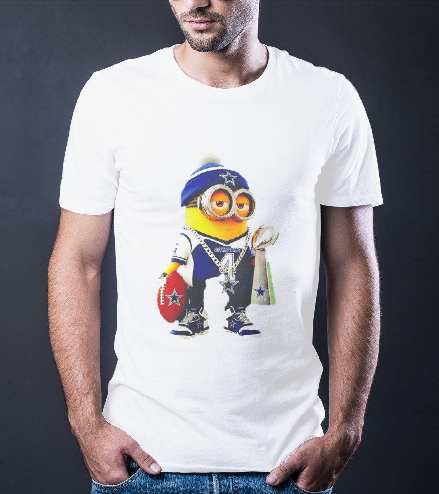 Dallas Cowboys Minion With Lombardi Trophy And Football T-Shirt