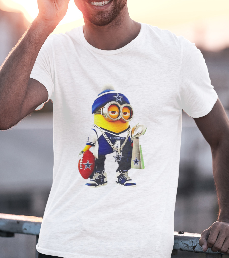 Dallas Cowboys Minion With Lombardi Trophy And Football T-Shirt