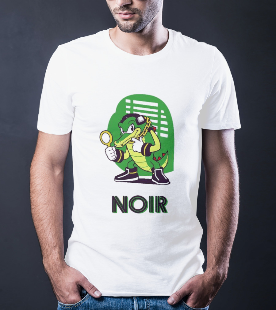 Vector The Crocodile Chaotix Detective Agency Noir Magnifying Glass Image T-Shirt
