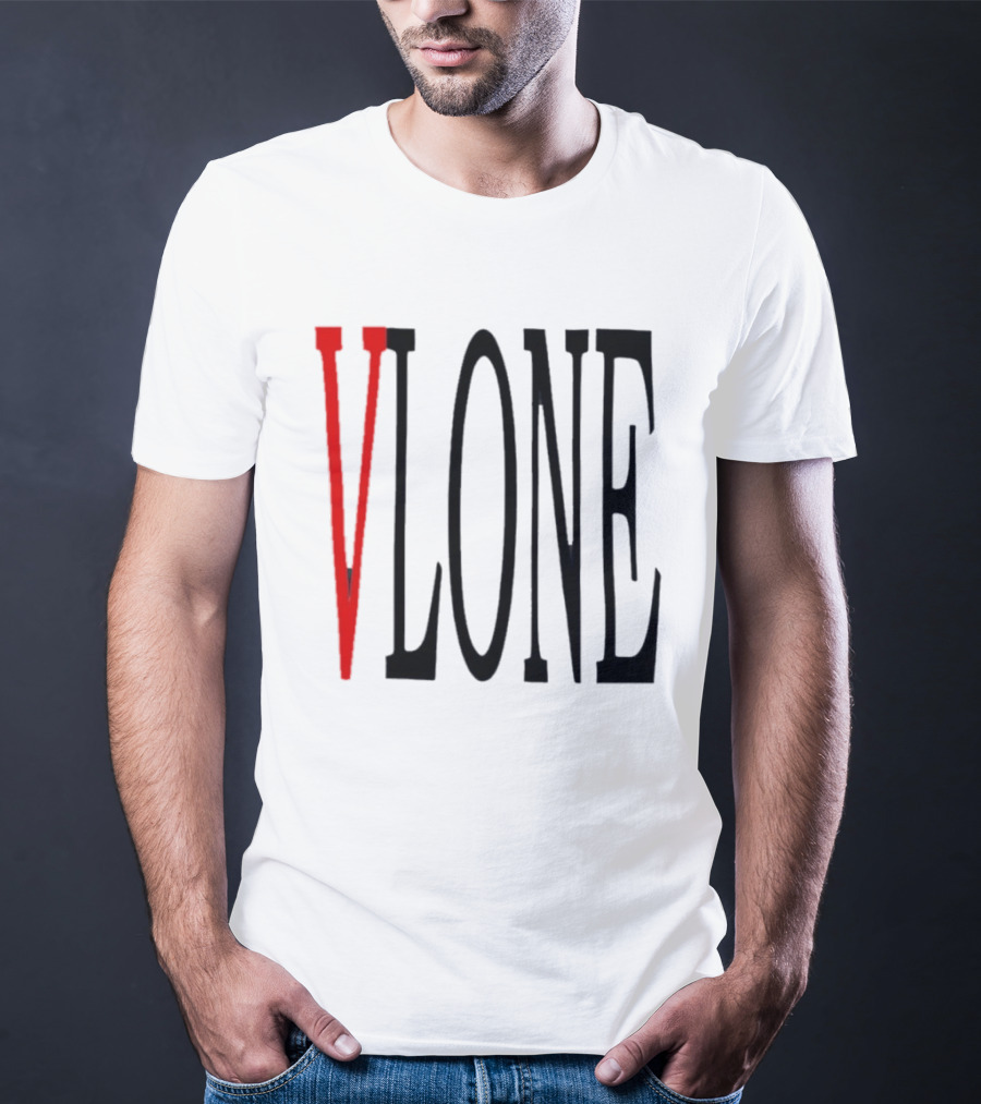 Vlone Logo Red V Black Font Streetwear Fashion T-Shirt
