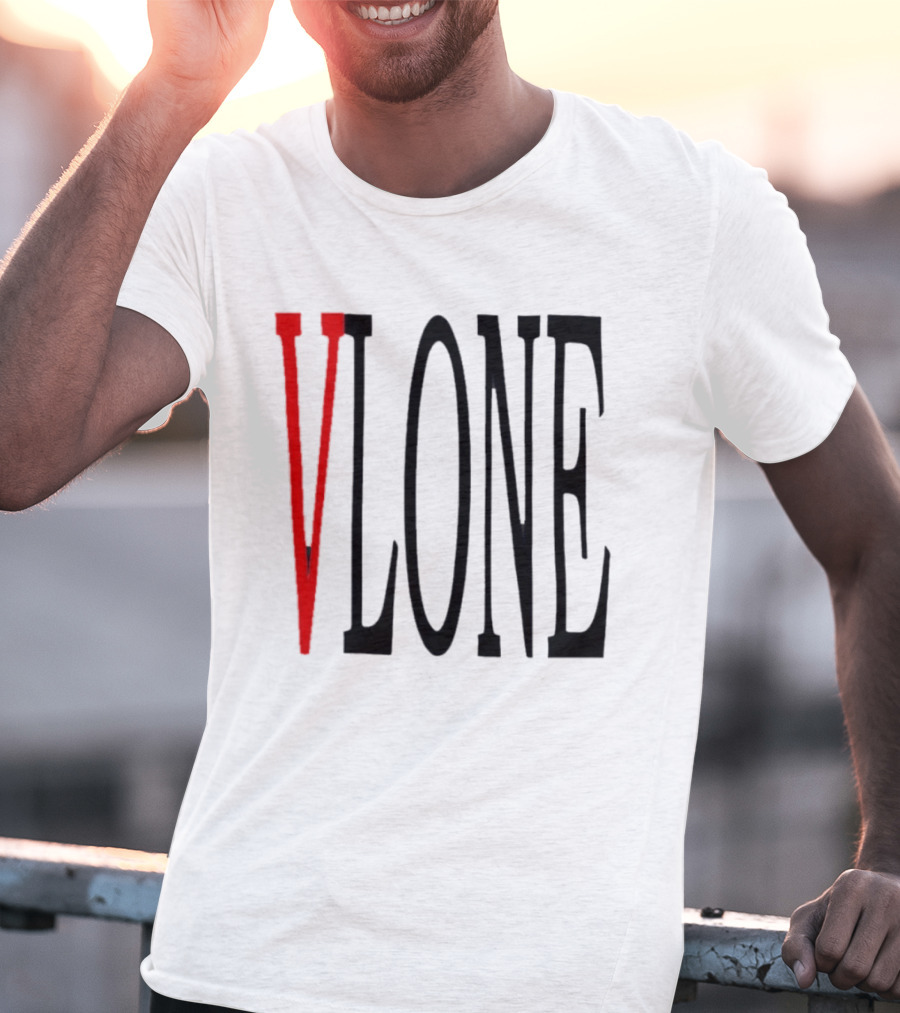 Vlone Logo Red V Black Font Streetwear Fashion T-Shirt