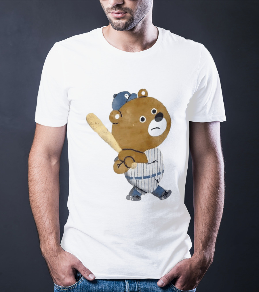 Kuma Bear Takuto Nakagawa Baseball Player Character In Striped Uniform T-Shirt
