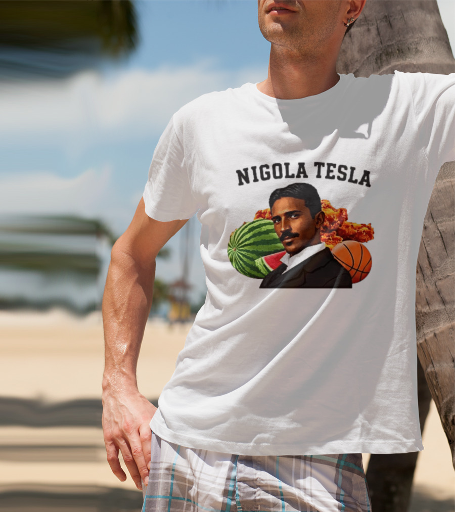 Nigola Tesla Watermelon Fried Chicken Basketball Fusion T-Shirt