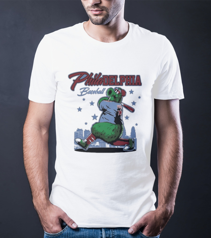 Phillie Phanatic Philadelphia Baseball Phillies MLB Skyline Stars T-Shirt