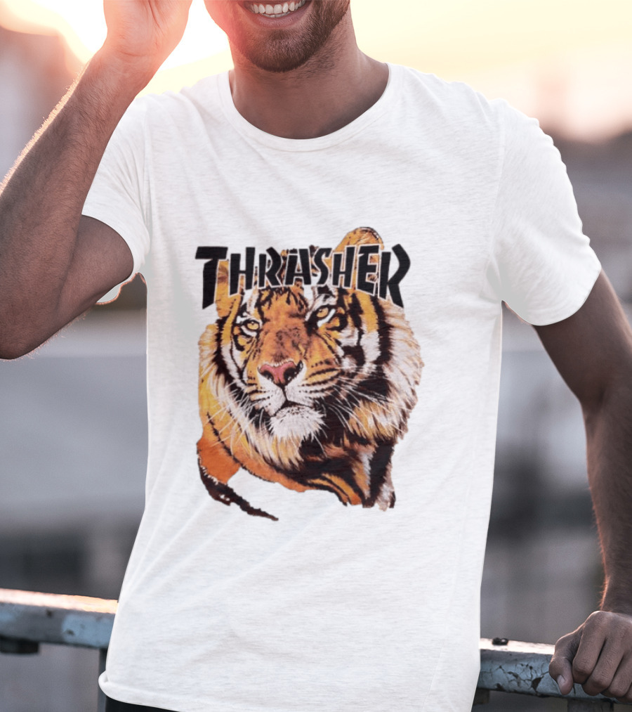 Tiger Thrasher Magazine Wildlife Nature Animal Orange Color T-Shirt