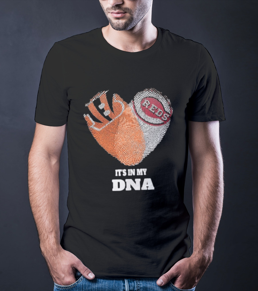Bengals Reds It's In My DNA Handprint Football Baseball Fan Gear T-Shirt