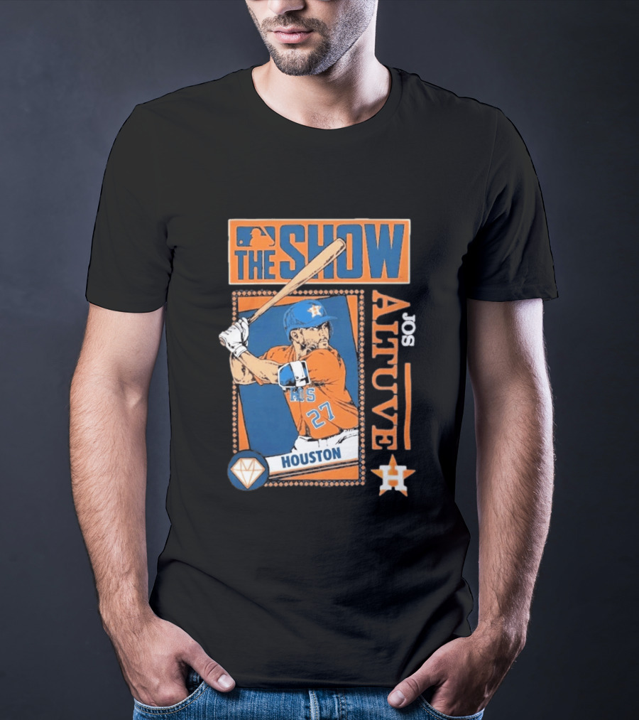 Houston Astros Jose Altuve The Show MLB Player Homage Navy Tri Blend T-Shirt