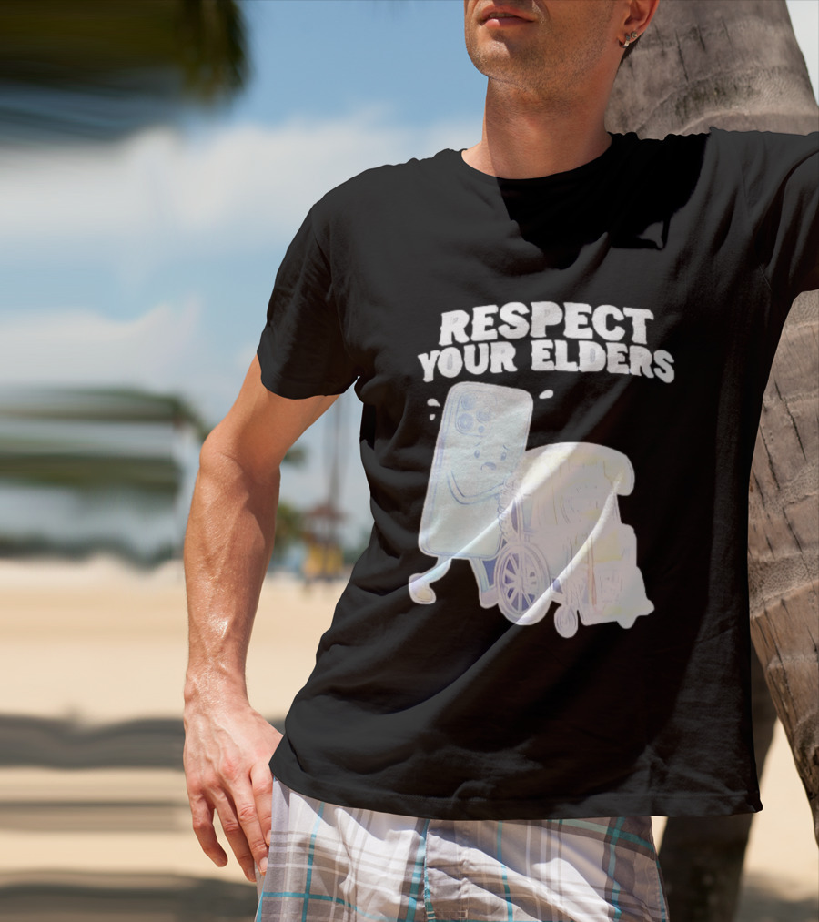Respect Your Elders Smartphone And Vintage Telephone T-Shirt