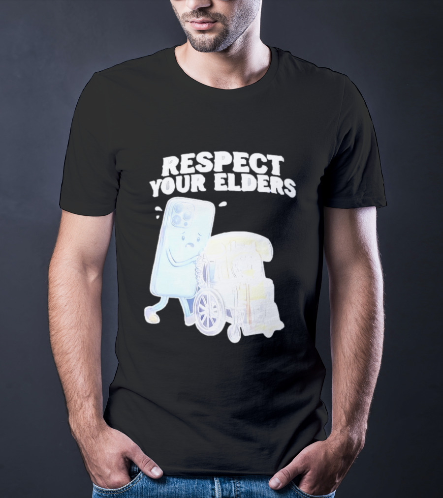 Respect Your Elders Smartphone And Vintage Telephone T-Shirt