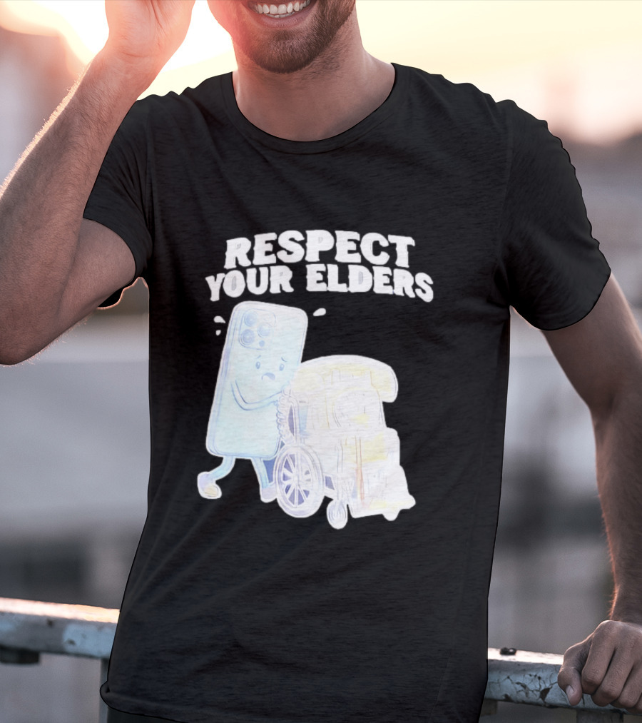 Respect Your Elders Smartphone And Vintage Telephone T-Shirt