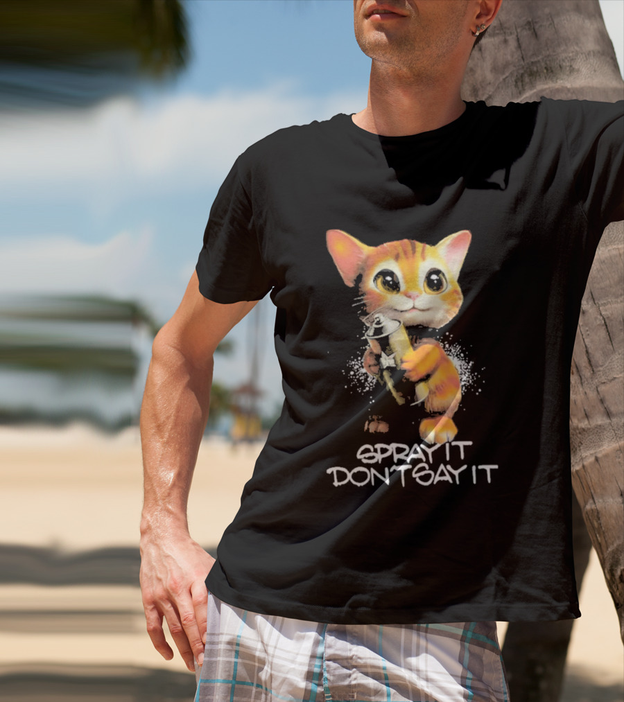 Huf Clothing Spray It Don't Say It Orange Cat With Paintbrush T-Shirt