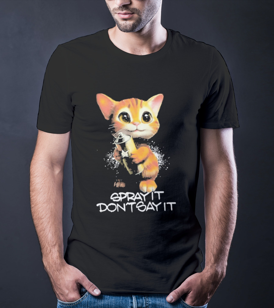 Huf Clothing Spray It Don't Say It Orange Cat With Paintbrush T-Shirt