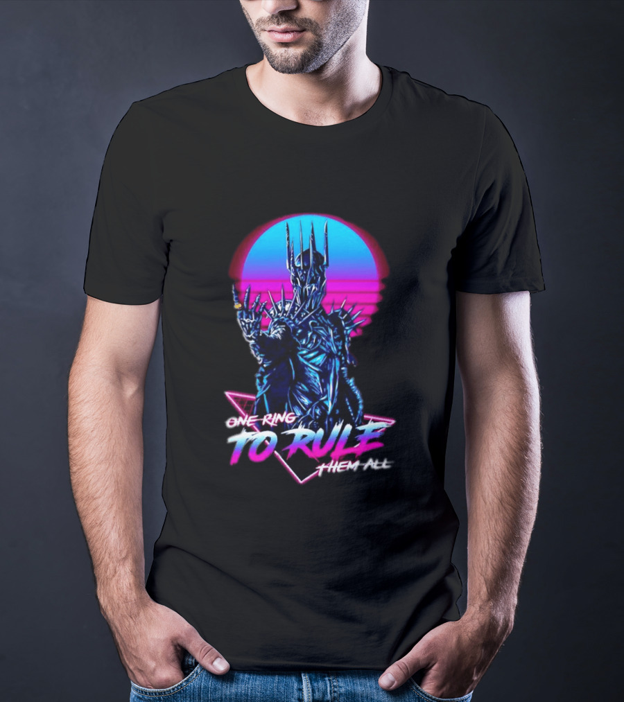 Sauron One Ring To Rule Them All Retro Pink Neon Lord Of The Rings T-Shirt