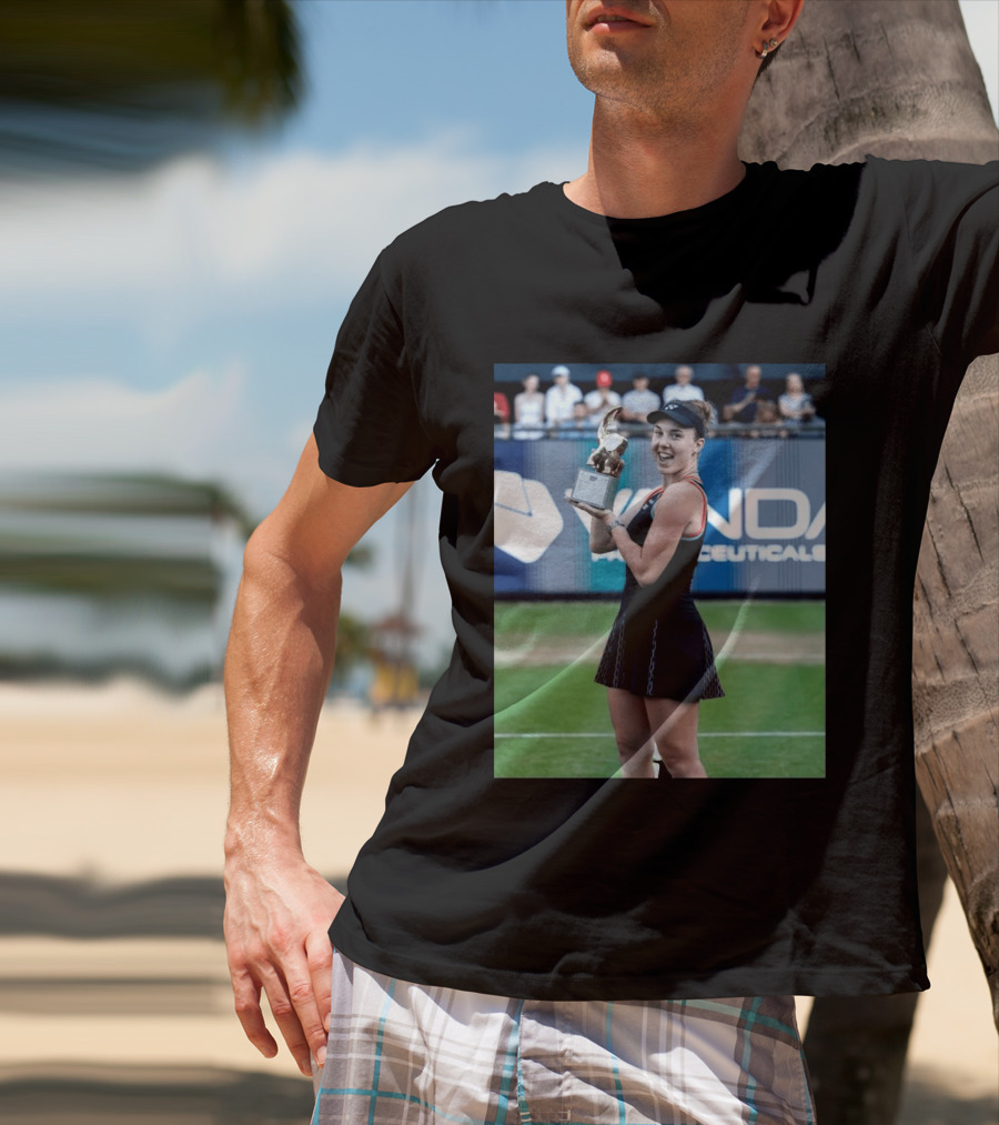 Linda Wins Tennis Title Holding Trophy On Grass Court T-Shirt