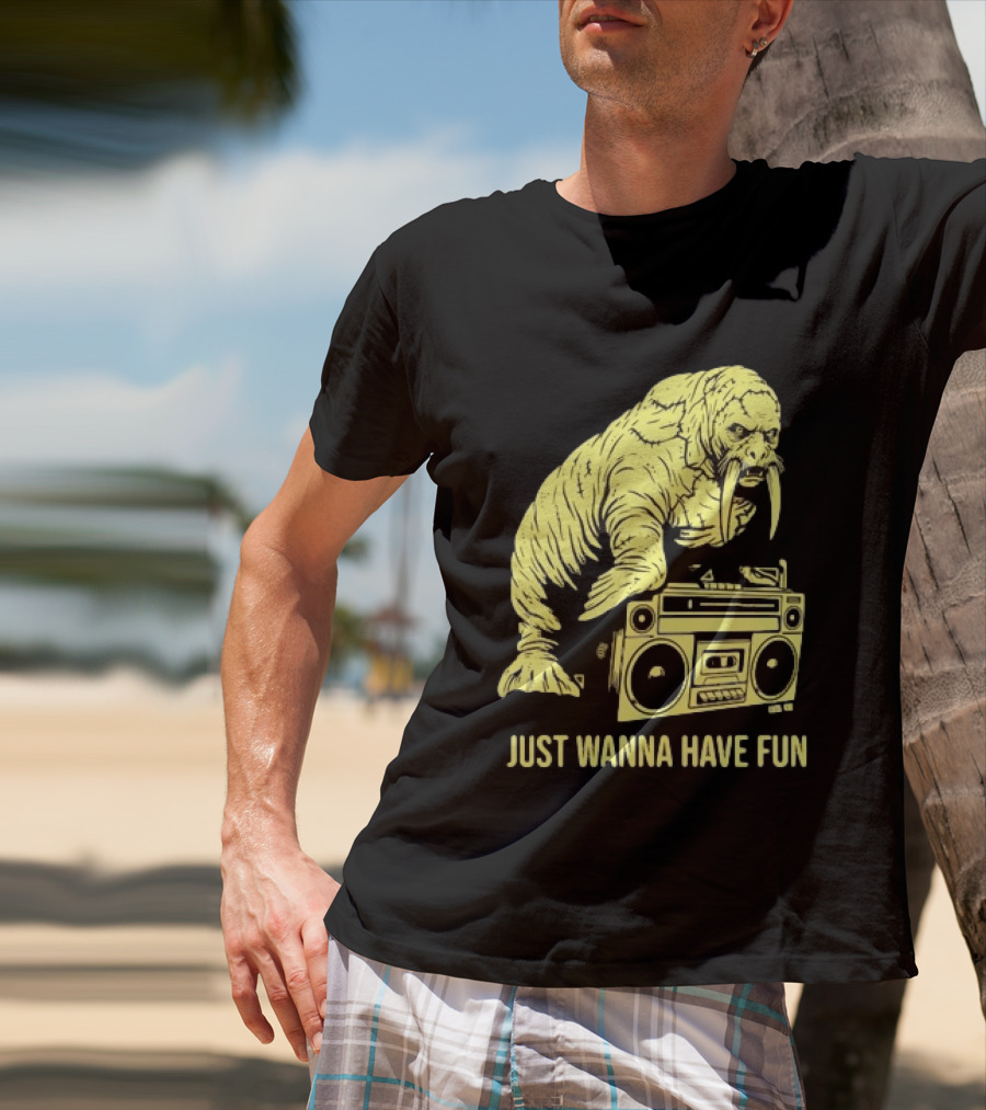 Walrus DJ Just Wanna Have Fun With Boombox T-Shirt