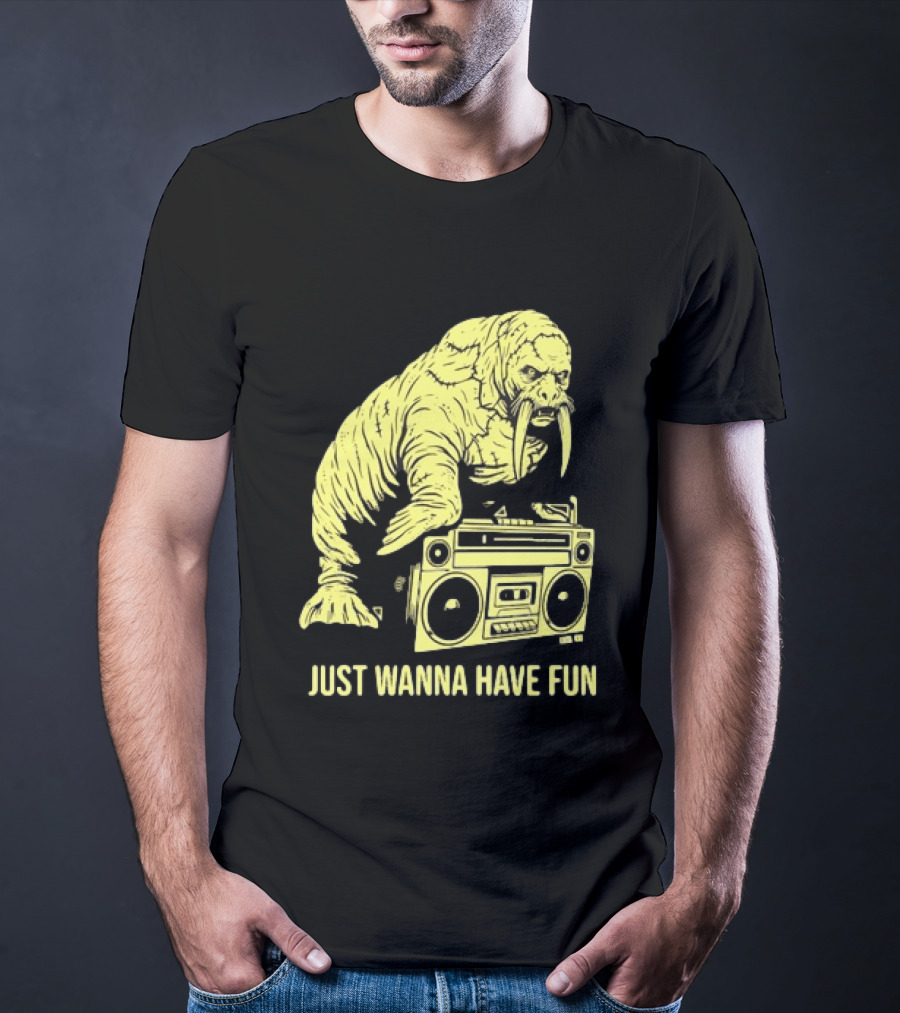 Walrus DJ Just Wanna Have Fun With Boombox T-Shirt
