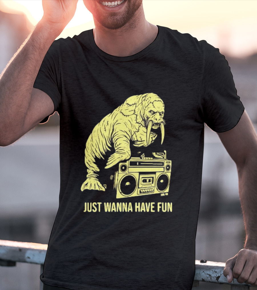 Walrus DJ Just Wanna Have Fun With Boombox T-Shirt