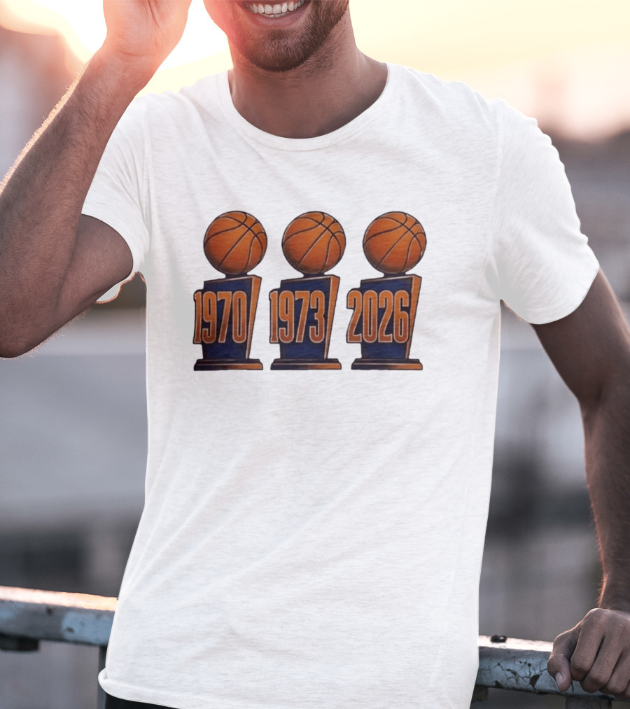 New York Knicks NBA Champions 1970 1973 2026 Basketball Trophy Titles T-Shirt