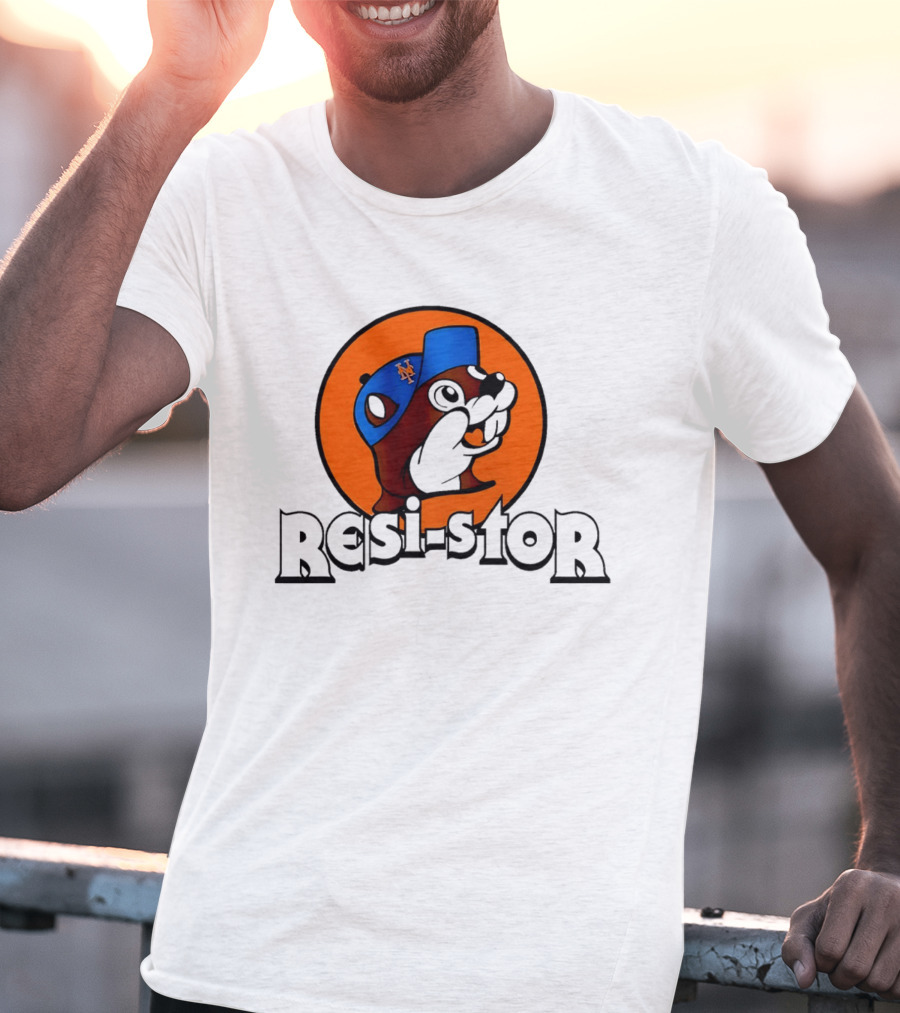 New York Mets Buc Ee's Resi Stor Beaver Blue Cap T-Shirt