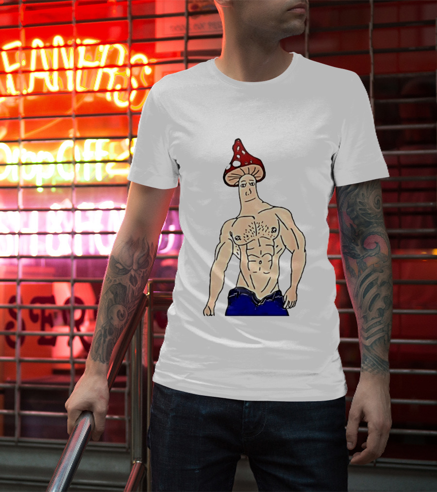 Wojak Shroomjak Buff Gym Meme Mushroom Head T-Shirt