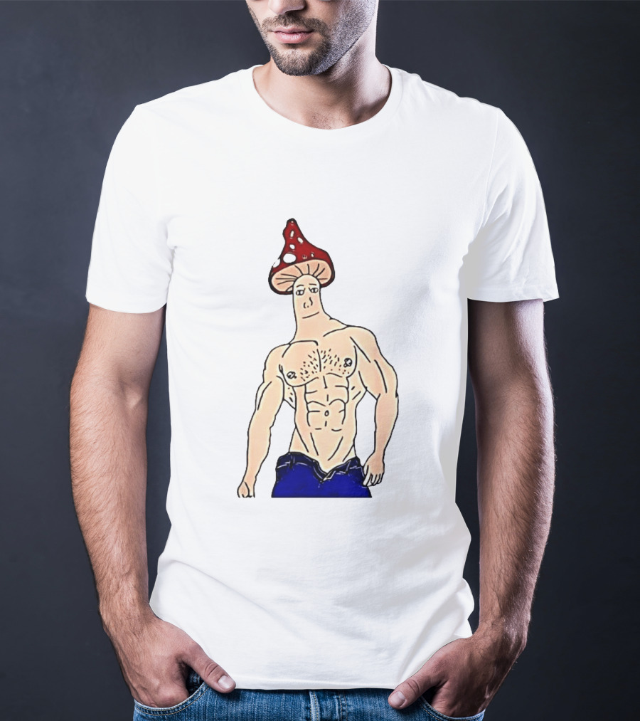 Wojak Shroomjak Buff Gym Meme Mushroom Head T-Shirt