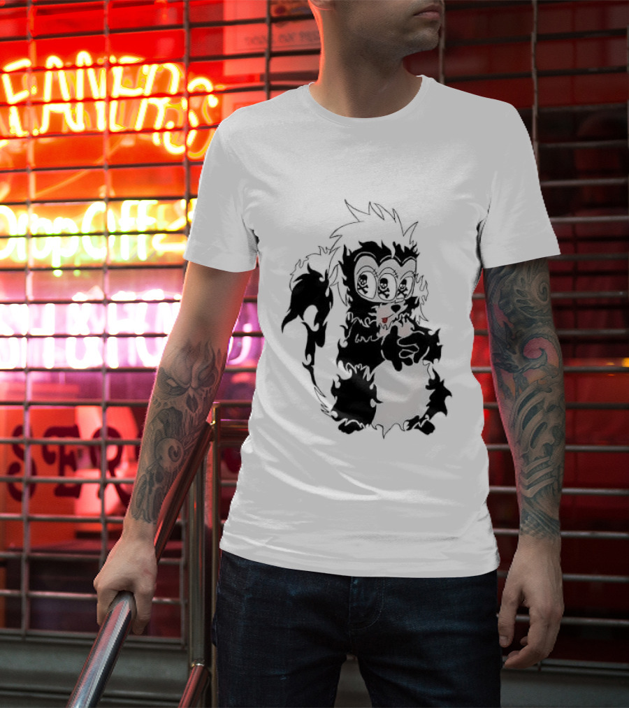 Three Eyed Skunk With Skull Eyes Surreal Creature T-Shirt