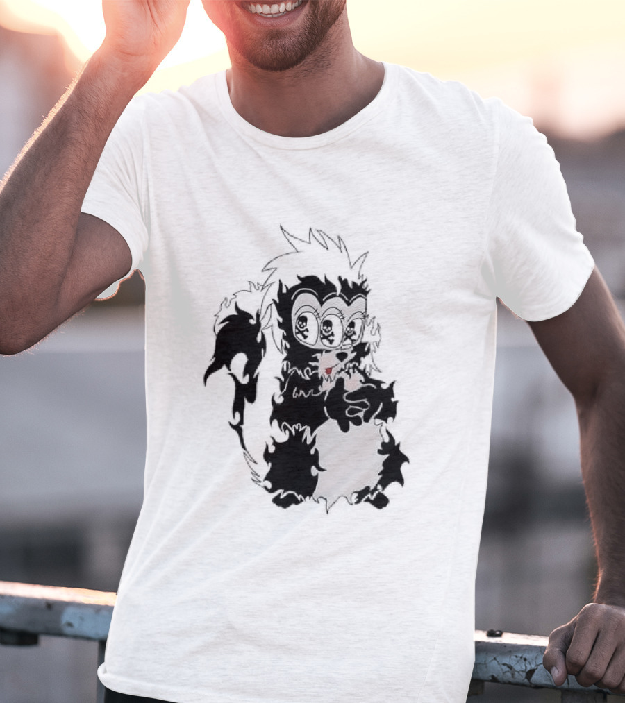 Three Eyed Skunk With Skull Eyes Surreal Creature T-Shirt