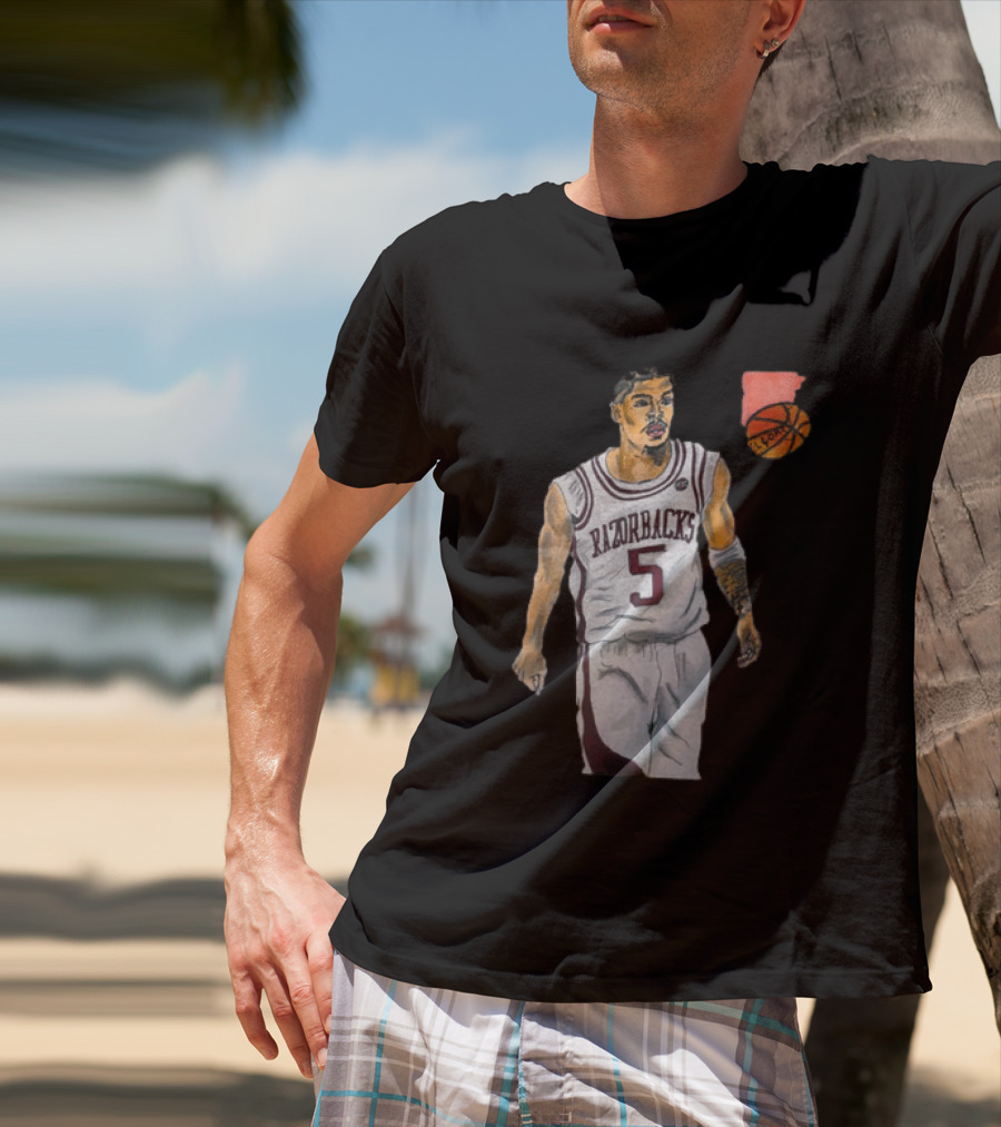Razorbacks Number 5 Basketball Player Artwork Exclusively D To The A T-Shirt