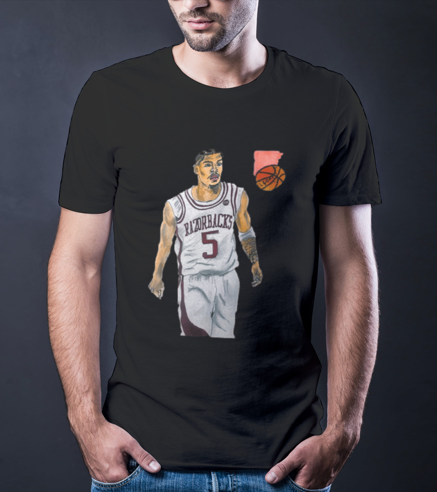 Razorbacks Number 5 Basketball Player Artwork Exclusively D To The A T-Shirt