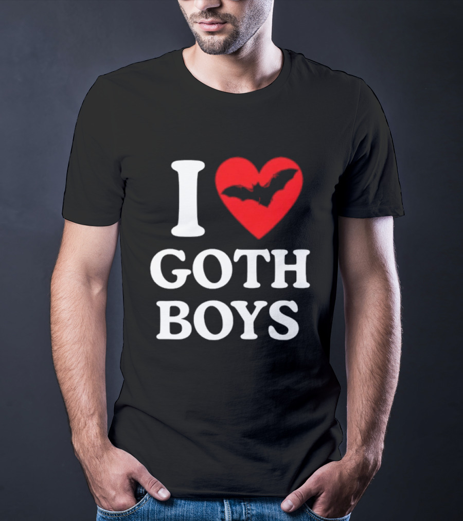 I Love Goth Boys Heart Bat T-Shirt