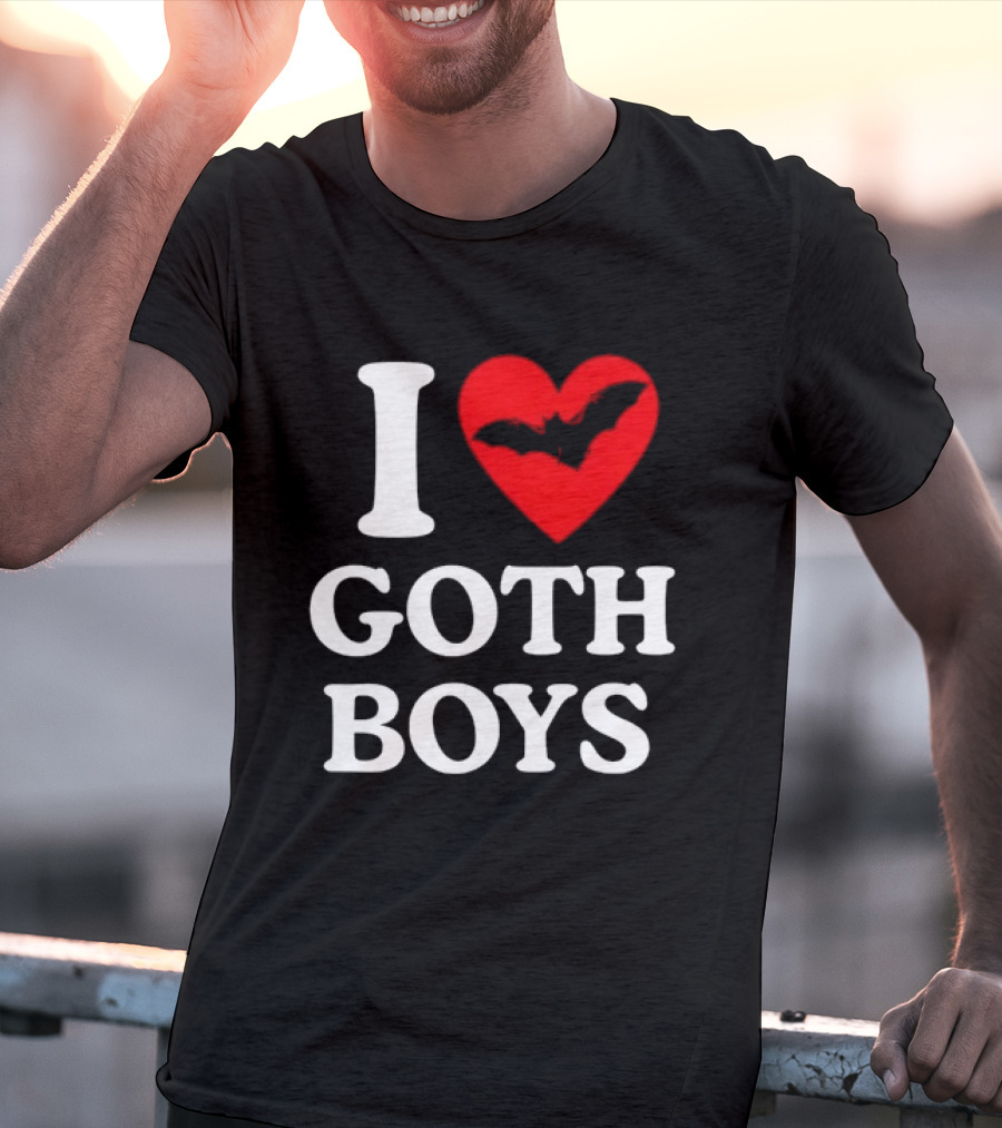 I Love Goth Boys Heart Bat T-Shirt