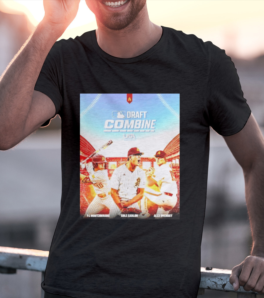 MLB Draft Combine Moutzouridis Carlon Overbay Arizona State Sun Devils Baseball T-Shirt