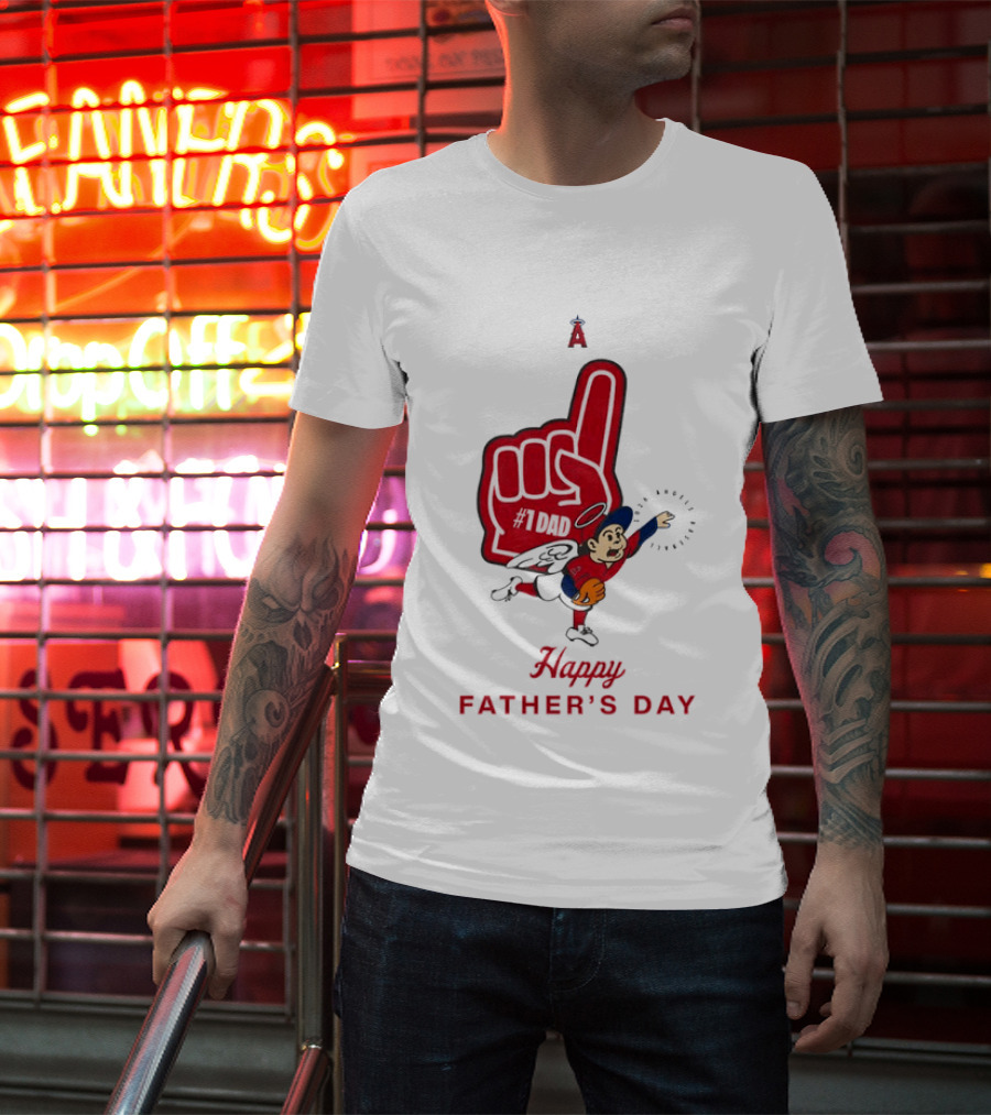 Happy Father's Day 2026 Los Angeles Angels Baseball Fan Foam Finger T-Shirt