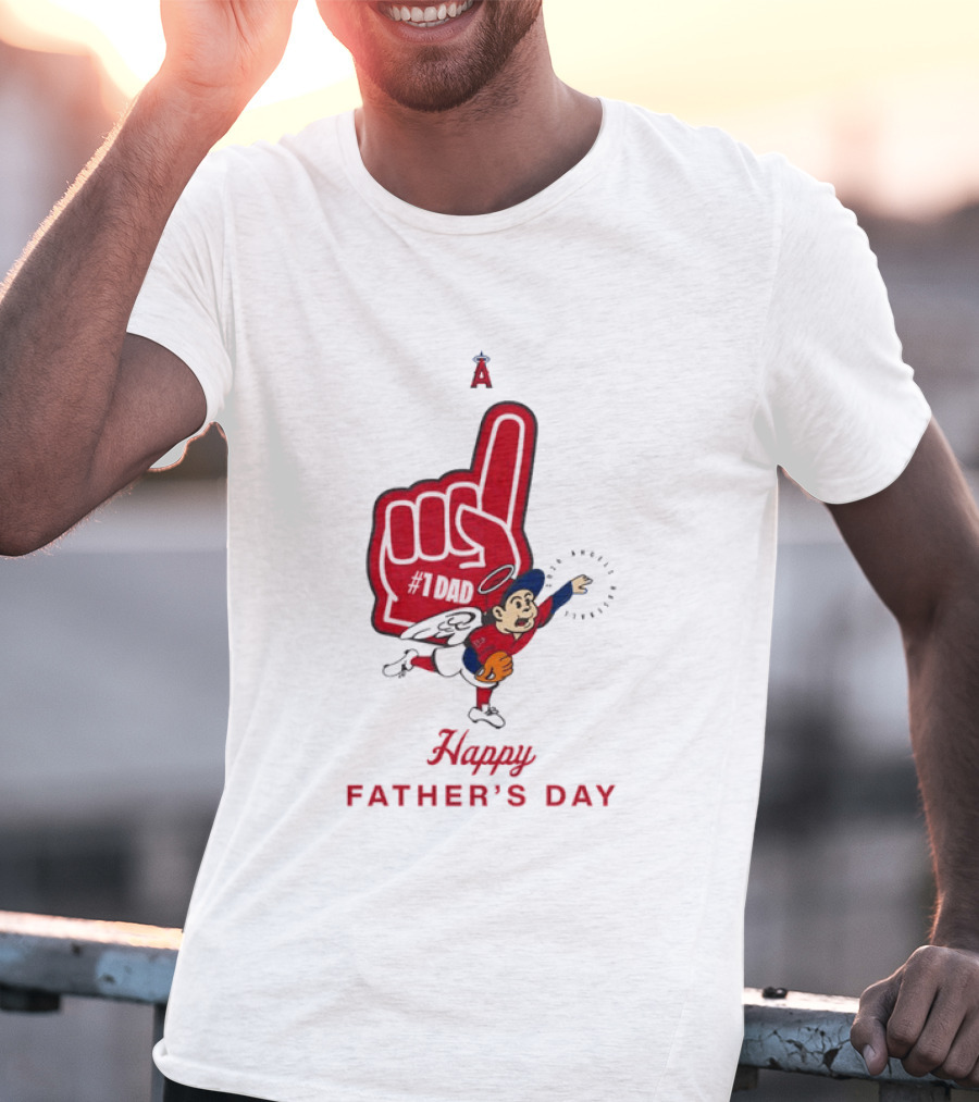 Happy Father's Day 2026 Los Angeles Angels Baseball Fan Foam Finger T-Shirt