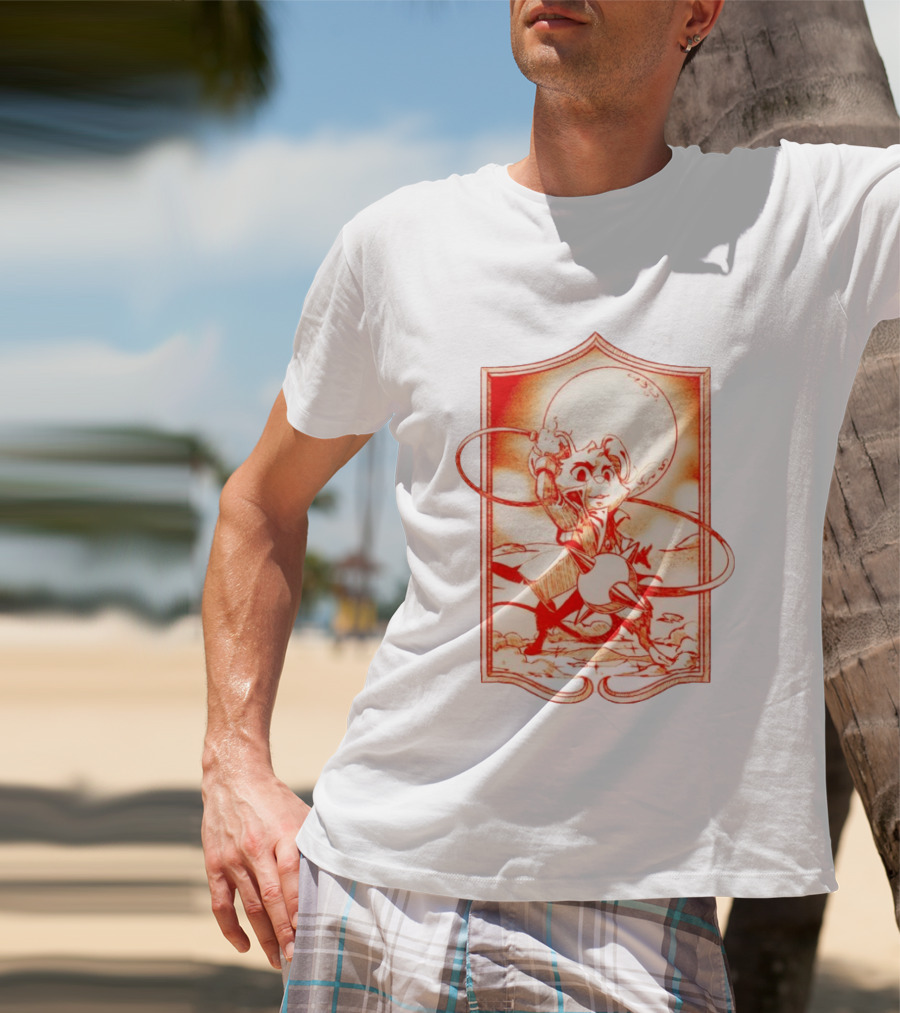 Biker Mice From Mars Throttle Wielding Flail Against Moonlit Backdrop T-Shirt