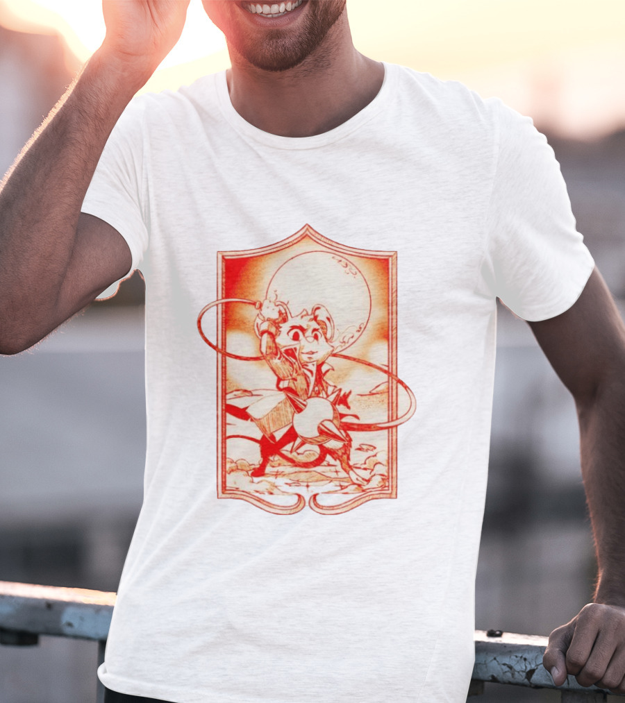 Biker Mice From Mars Throttle Wielding Flail Against Moonlit Backdrop T-Shirt