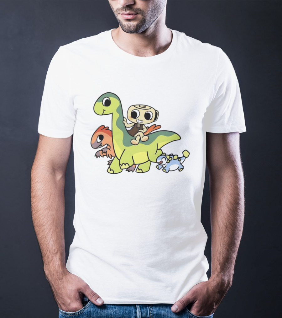 Cinnamon Roll Riding Dinosaurs Cute Cartoon Characters T-Shirt