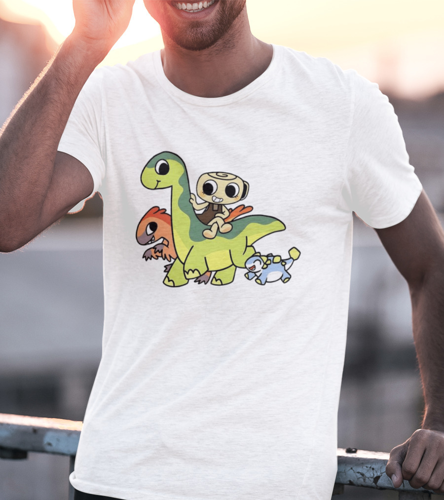 Cinnamon Roll Riding Dinosaurs Cute Cartoon Characters T-Shirt