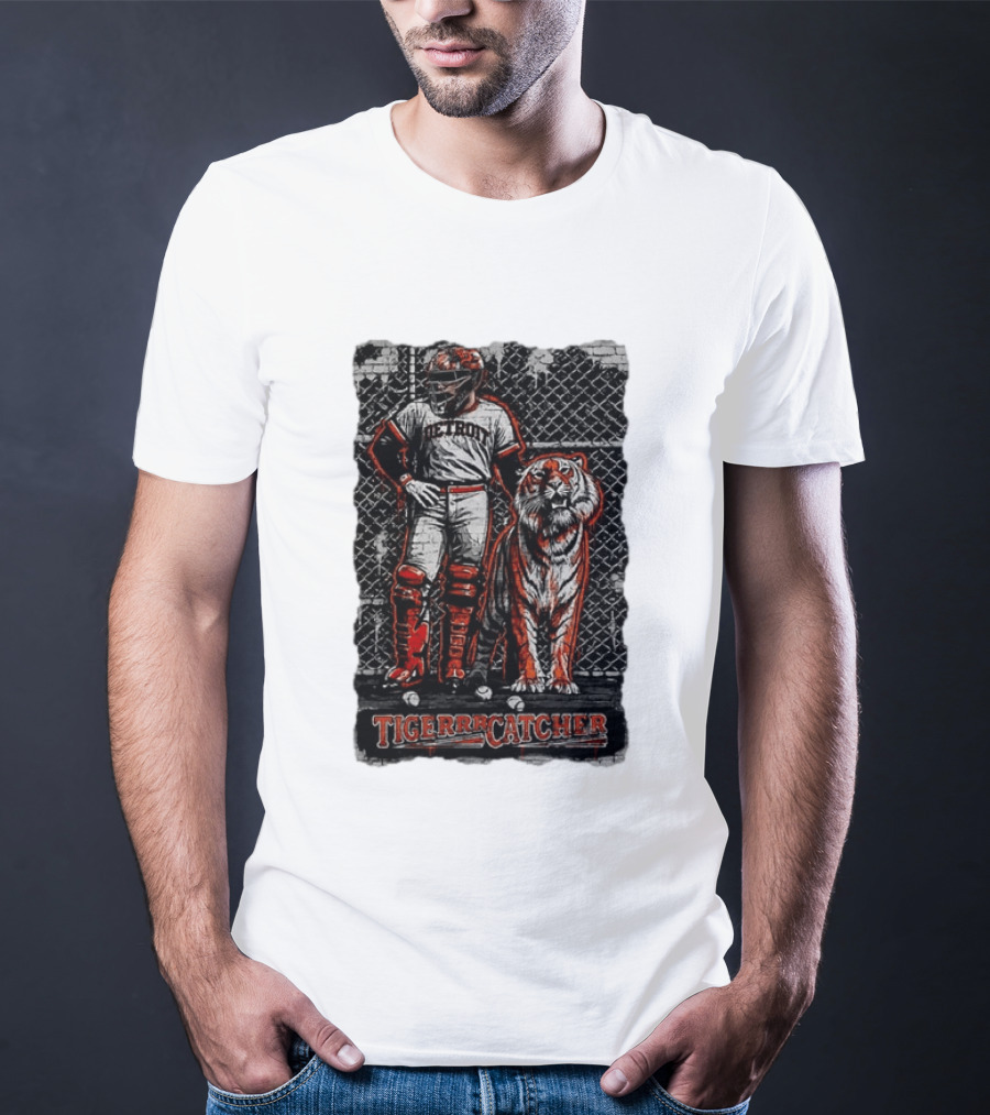 Detroit Tigerrcatcher Baseball Apparel Tiger & Catcher T-Shirt